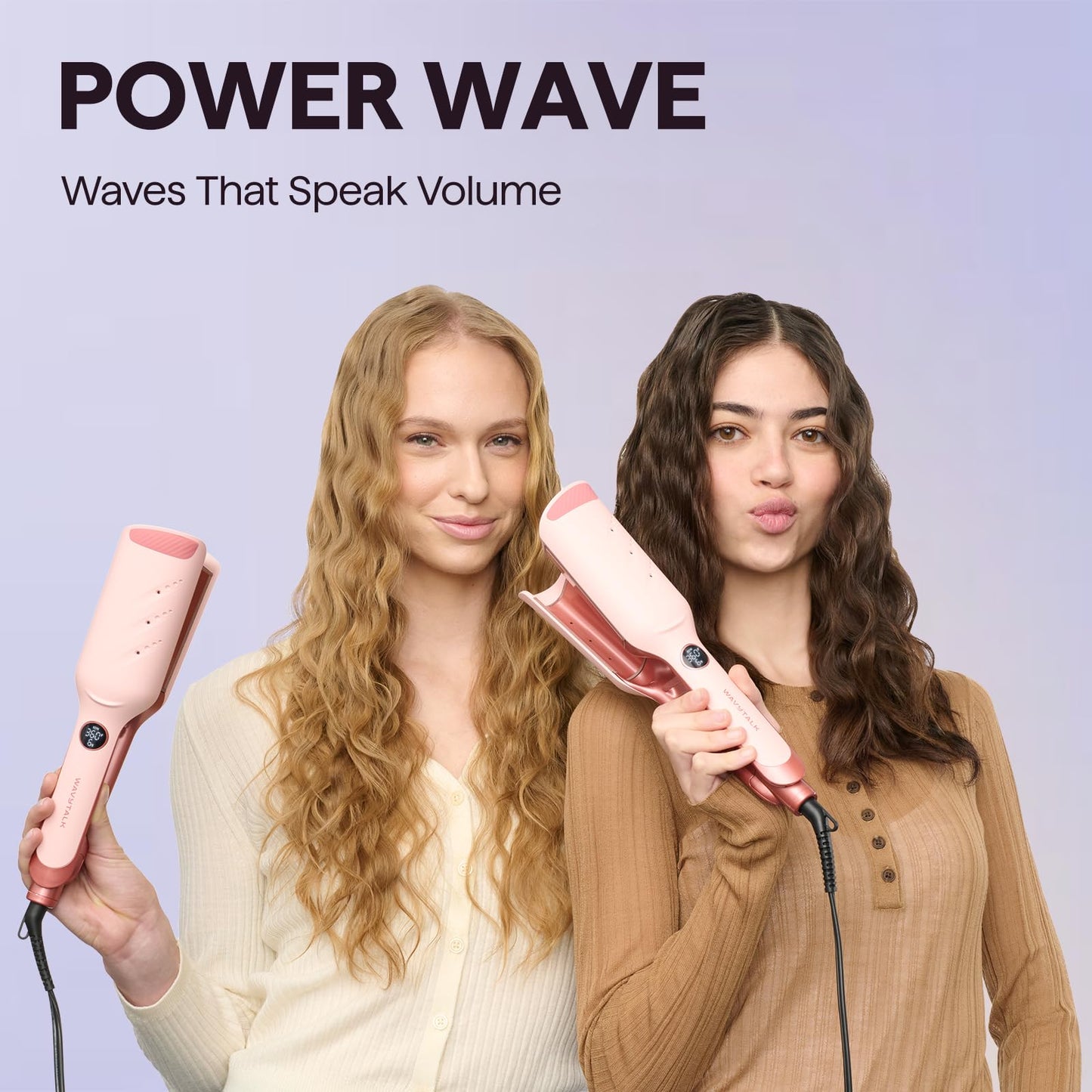 Wavytalk Power Wave Hair Crimper, Curling Iron Hair Crimper Waver, Ventilation Design for Less Damage, Ionic Reduces Frizz, Effortless-Waver, Dual Voltage Crimping Iron, Pink