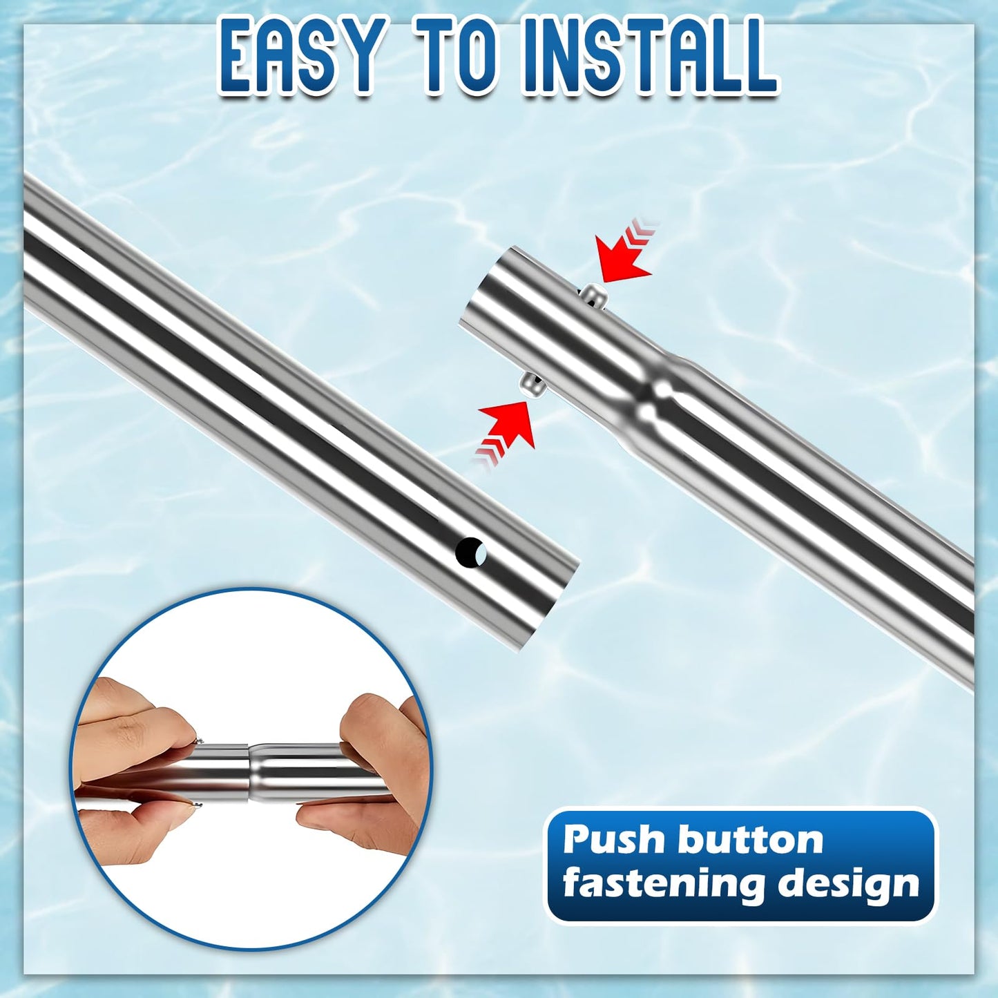 YUNVI Pool Cover Tool Set,30 1/2 inch Stainless Steel Pool Cover Rod with Hex Key,Swimming Pool Cover Installation and Removal Tool for Standard Pool Cover Anchors