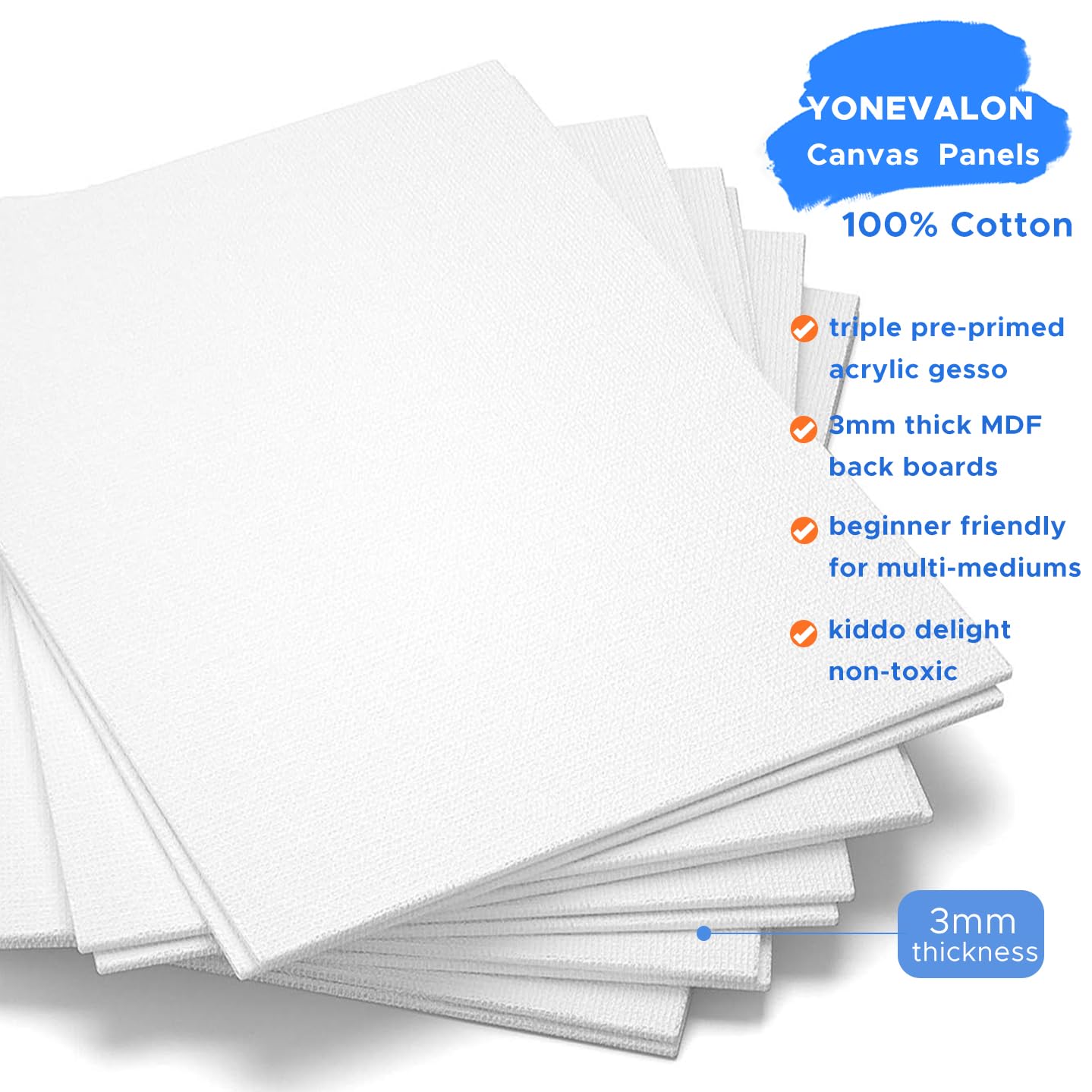 Canvases for Painting 48 Pack, 8x10 inch Blank Canvas Boards, Primed Acid-Free 100% Cotton Canvas Panels for Acrylic Oil Tempera Watercolor Paints, Art Supplies