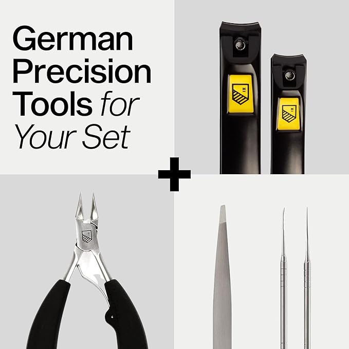 Nail Clippers for Thick Nails - 2 Pack Heavy Duty Toenail & Fingernail Clippers for Men Precision Stainless Steel Cutter Set with Travel Case (Black)