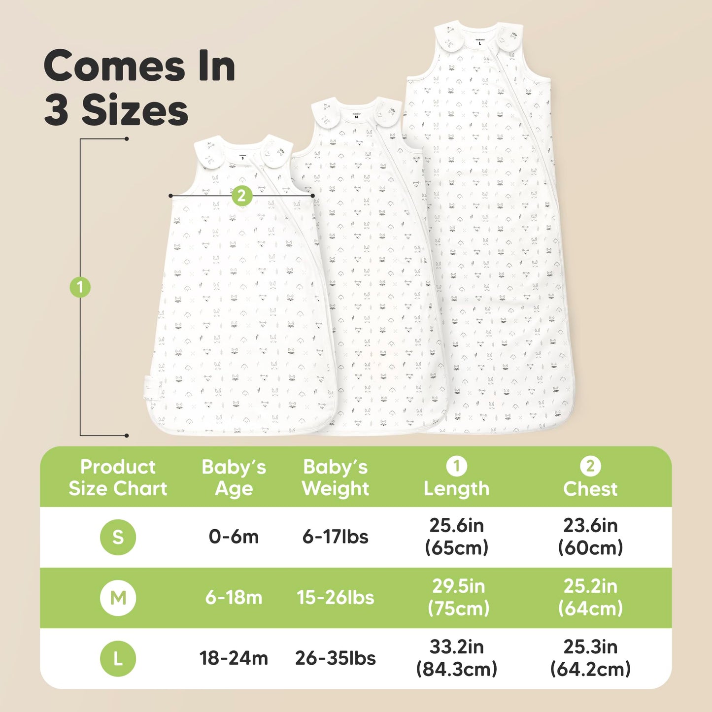 2-Pack Organic Baby Sleep Sacks, 100% Cotton - Soft & Breathable 0.5TOG Baby Wearable Blanket, Toddler Sleeping Sack 0-6 months, Easy to Wear Transitional Swaddles for Newborns, Infants (Nordic, S)