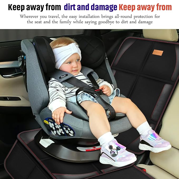 Bacgnyer Car Seat Protector, 2 Pack of Seat Protectors, Thickest Padded 600D Fabric Padding, Waterproof, Durable, Anti Slip Backing, Child Seat Protection, Suitable for Babies, Toddlers, Children