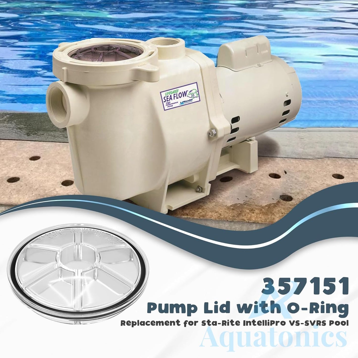 Replacement 357151 Pump Lid with O-Ring – Pool Pump Lid Replacement for Pentair Whisperflo, IntelliFlo VS, VS 3050, VF, VST and VS+SVRS high performance pumps – See-Through Clear Pool Pump Cover Lid