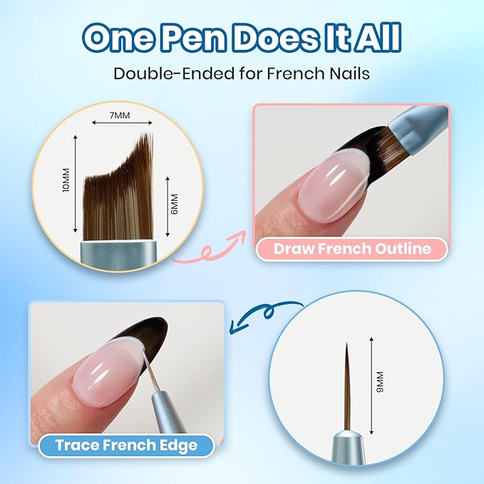 Beetles Nail Art Brush 1Pcs French Tip Oblique Head Gel Nail Art Design Pen Painting Tools Fingernail Brush Nails Cleaning Brushes Nails Salon Diy at Home