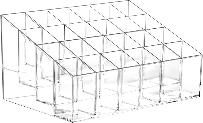 Tecbeauty Lipstick Holder, 24 Slots Clear Lipstick Organizer Acrylic Lipgloss Storage Display, Small