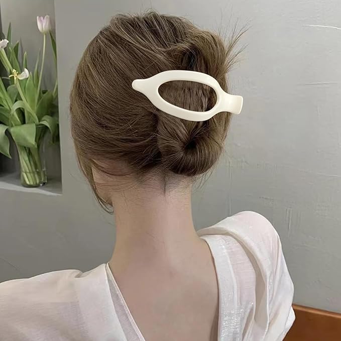 Flat Hair Claw Clips - Women's 3pc French Concord Large Neutral Jaw Clips for Thin/Thick Hair - White, Brown, Black