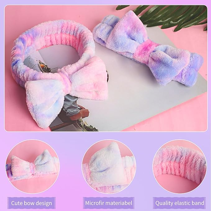 YGQQIY Headband for Washing Face, Girls Makeup&Skincare Headband, Microfiber Elastic Face Wash Headbands to Skincare Spa Shower,2pcs