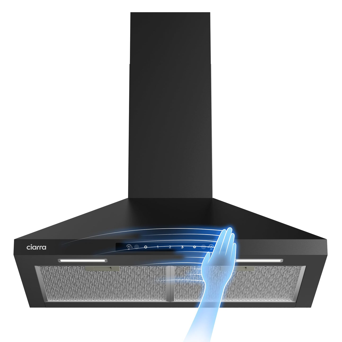 CIARRA Range Hood 30 Inch Wall Mount Range Hood in Stainless Steel, 450 CFM Stove Vent Hood for Kitchen with 3 Speed Exhaust Fan, Touch Control, LED Light, Ducted/Ductless Convertible - CAS75102
