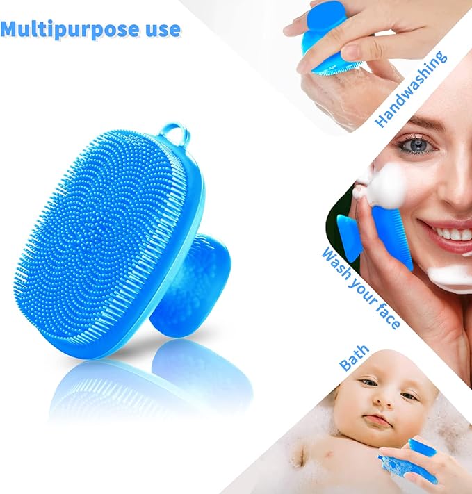 Silicone Face Scrubber for Men Facial Cleansing Brush Silicone Face Wash Brush Manual Waterproof Cleansing Skin Care Face Brushes for Cleansing and Exfoliating (Blue)