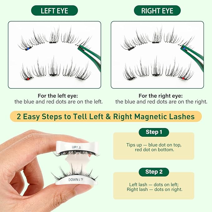 KEYYOU Daily Wear Reusable Magnetic Eyelashes 2 Pair with Applicator No Glue Needed 3D Natural Magnetic Lashes, Easy to Apply & Long Lasting for Daily Use & Events(A01+A02)