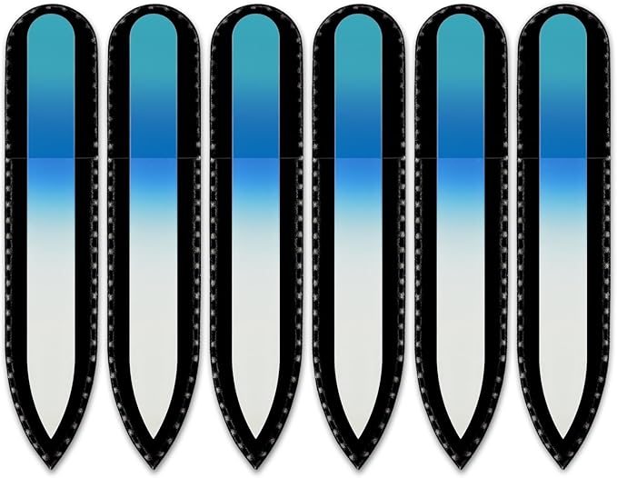 Mont Bleu Rainbow Crystal Nail File in Black Pouch - Small/Purse Size - Czech Tempered Glass - Handmade in Bohemia (Czech Republic)