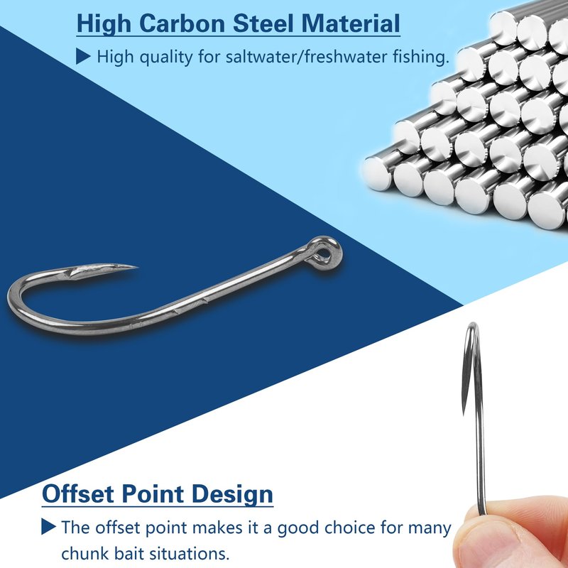 Carbon Steel Fishing Hooks Kit,110pcs/145pcs Saltwater Octopus Fishing Hook with Barbs Fish Circle Hook Freshwater Bass Fishing Hook Mix Size with Fish Tackle Box 145pcs