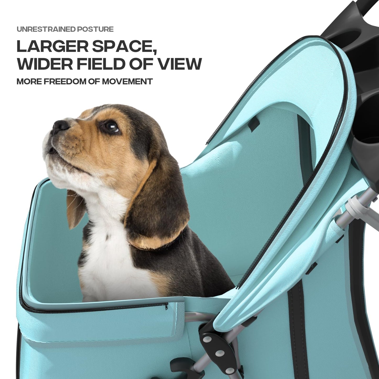 Pet Stroller for Small Dogs 10 lbs, Dog Stroller for Medium Dogs 30 lbs, Cat Strollers for 2 Cats, 3 Wheels Foldable Jogger Puppy Stroller with Storage Basket and Cup Holder, Mint