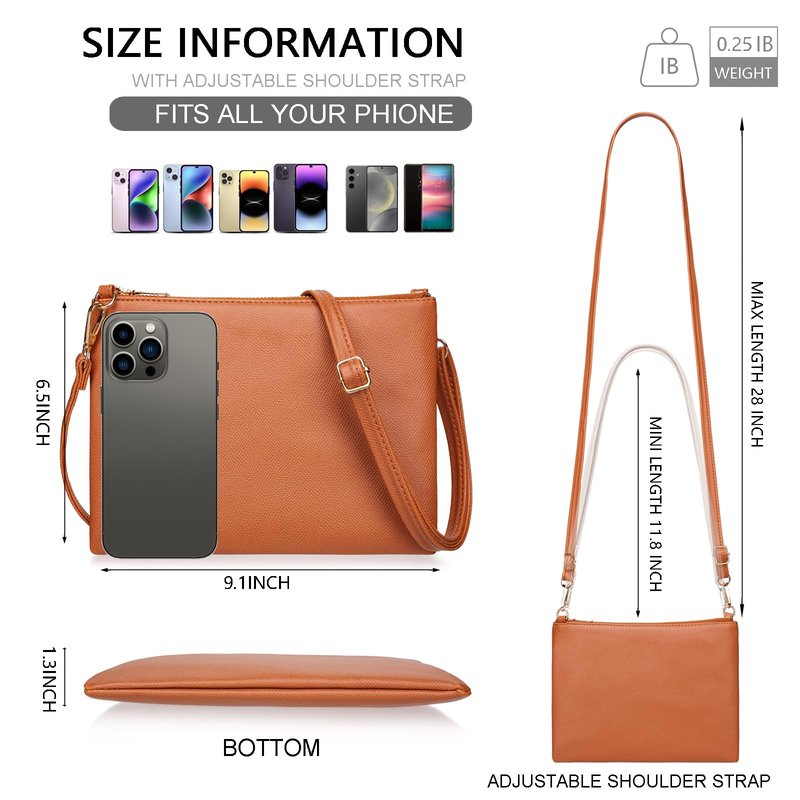 higouta Small Crossbody Bags for Women Trendy Clutch Purse PU Leather Shoulder Bags with Adjustable Strap