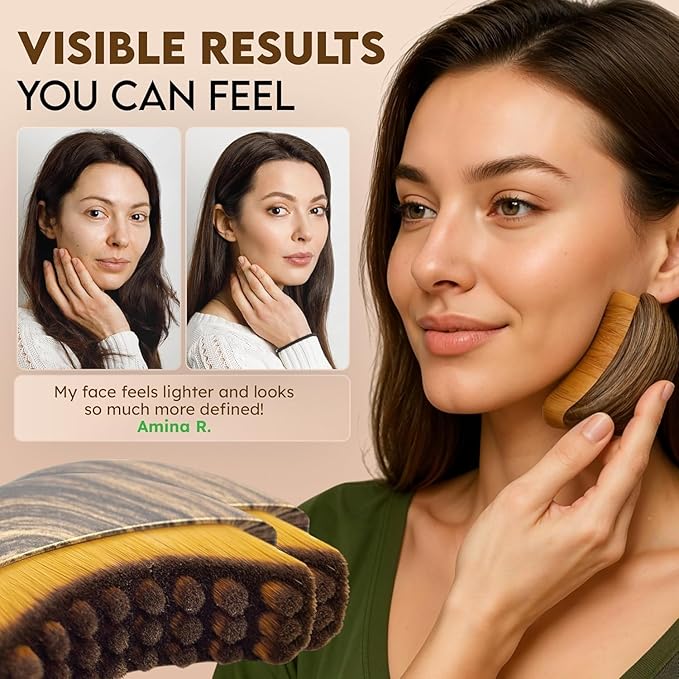 Lymphatic Contour Face Brush,Dry Lymphatic Contour Face Brush Soft Set,Lymphatic Drainage Massager for Face,Chin & Neck Relaxation,PortableBeauty Tool with Travel Case.Ã¯Â¼Â1PCSÃ¯Â¼Â