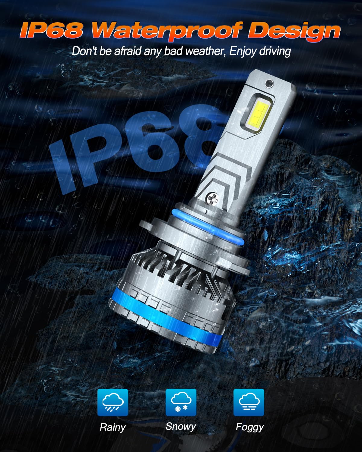 FAHREN 9006/HB4 Bulbs, 2025 Upgraded 120W 80000LM Fog Lighting Bulb with fan, 6500K Cool White IP68 tire lights Waterproof,Pack of 2