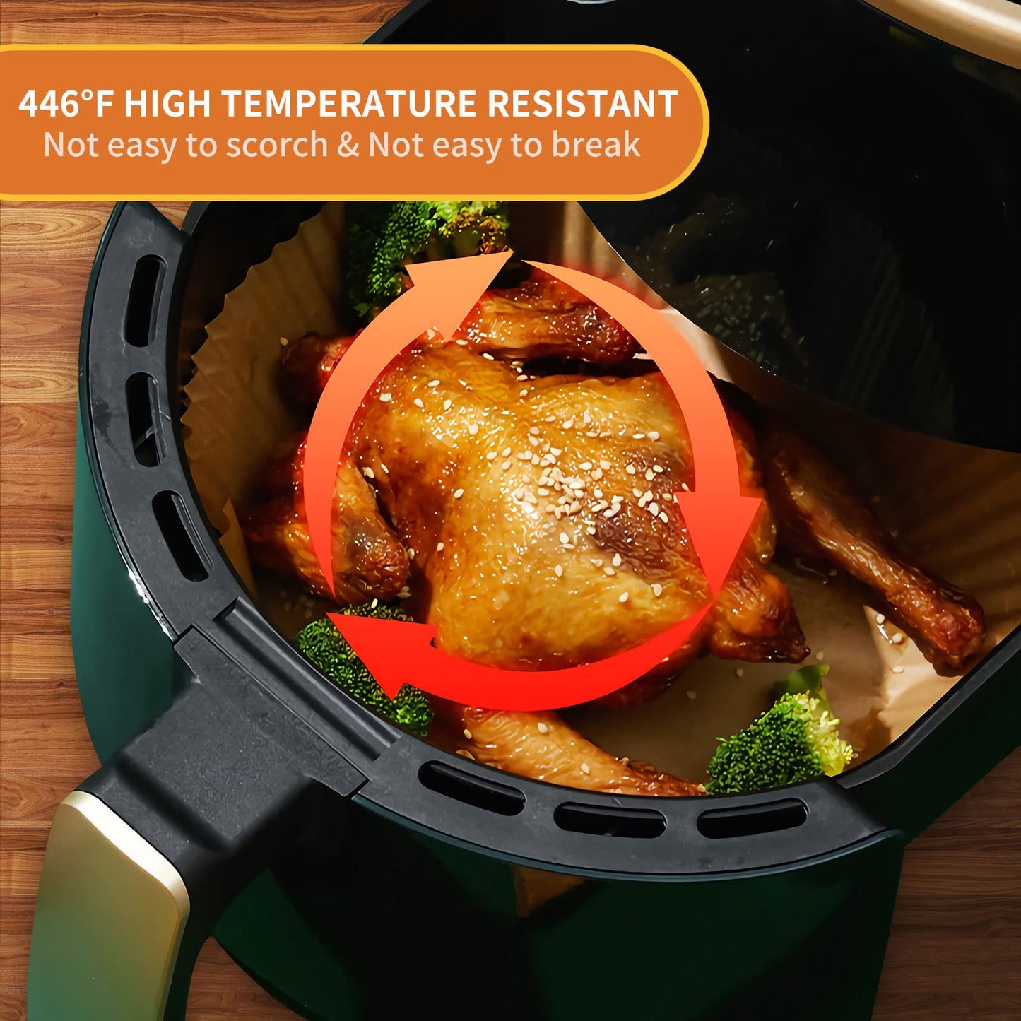 Air Fryer Disposable Paper Liner, 100PCS 9 Inch Large Airfryer Liners Round, Parchment Paper for Air Fryer Non-stick Oil-proof Water-proof, Paper liners for air fryer, Steamer, Baking, Microwave Etc