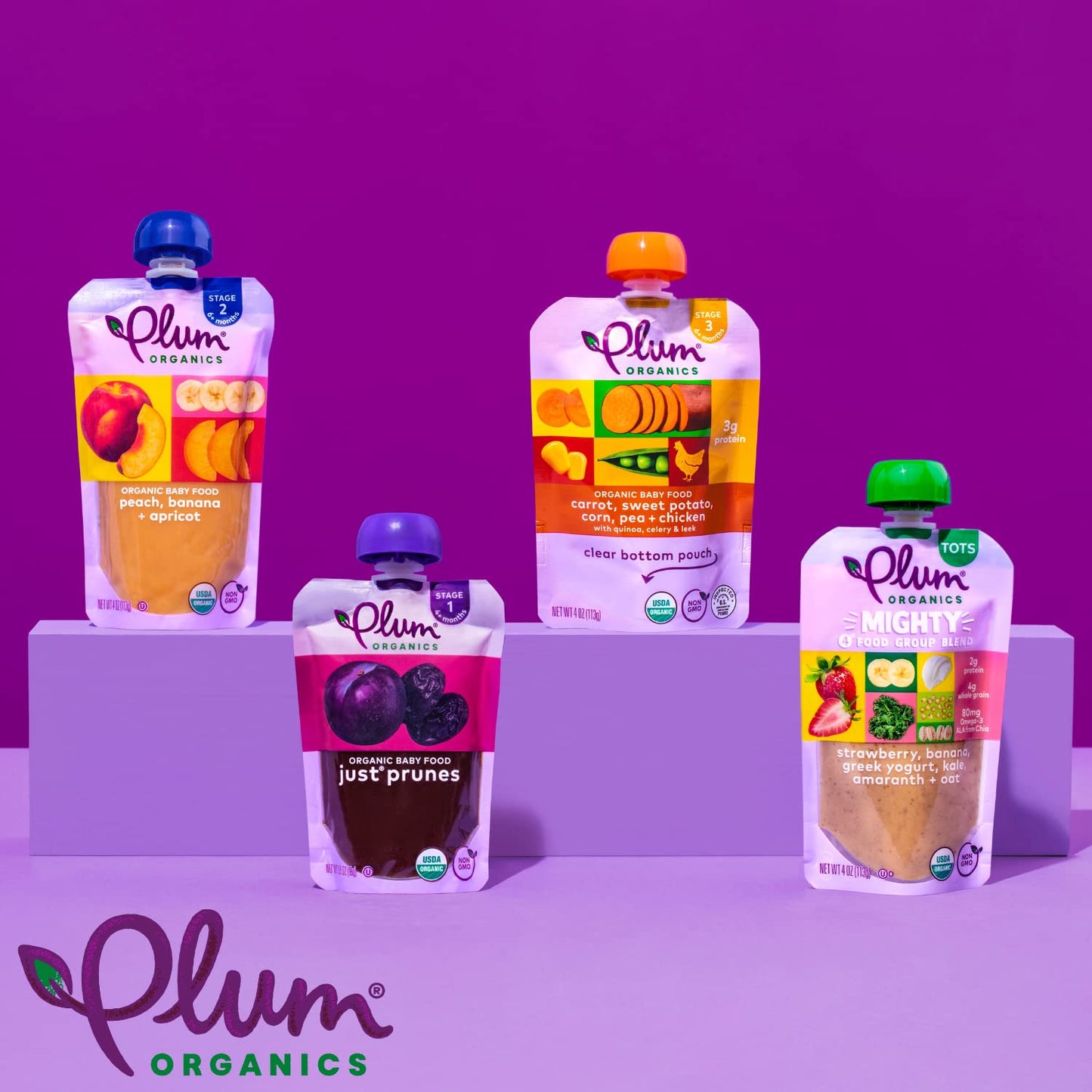 Plum Organics - +12 Months Organic Baby Food - Mango, Banana, White Bean & Chia - Non-GMO - On-The-Go Pouches for Baby & Toddler Meals - Quality Tested Ingredients - 4 oz (Pack Of 12)