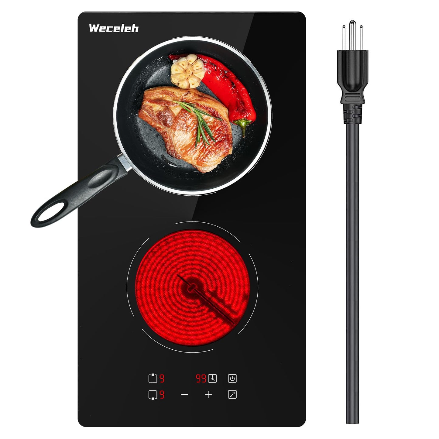 36 Inch Electric Cooktop 7300W Built-in Electric Stove Top 5 Burners 11 Power Levels,Knob Control,Keep Warm Function,Child Safety Lock,Hot Surface Indicator