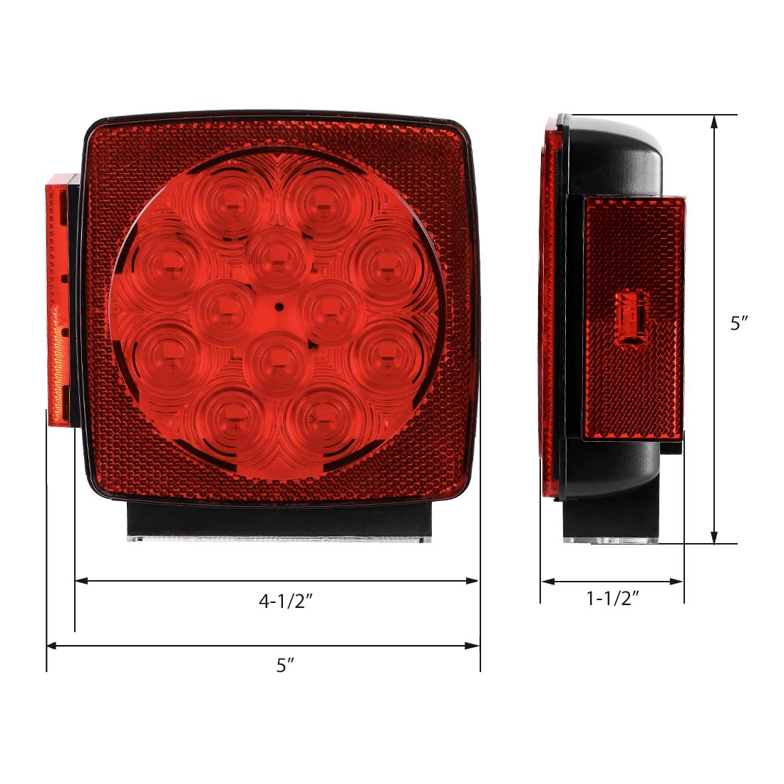 CZC AUTO 12V Submersible LED Trailer Tail Light Kit for Under 80 Inch Boat Utility Waterproof (Trailer light kit)