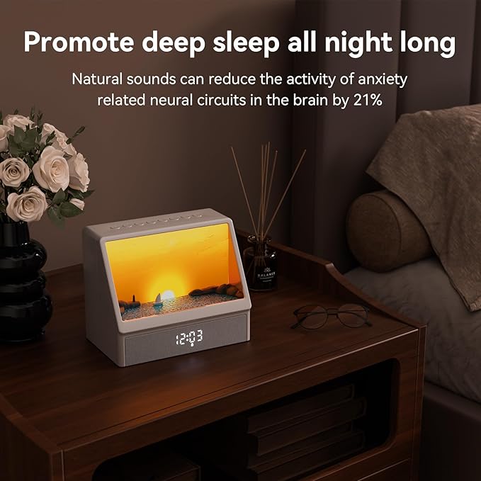 Sunrise Alarm Clock with Sound Machine for Bedrooms Heavy Sleepers,Smart Wake Up Light Sunrise Alarm Clock White Noise Machine for Adults Kids (Milk White)