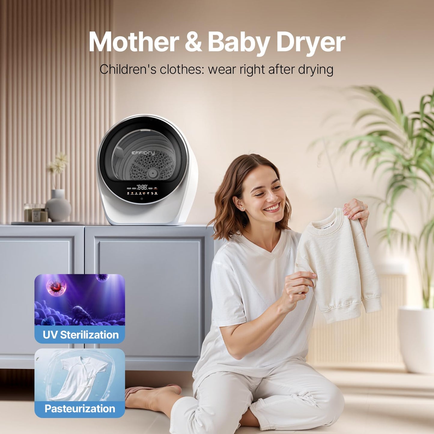 S3 Compact Clothes Dryer 1 cu.ft Capacity 110V 1050W Portable Dryers Machine with Stainless Steel Drum 8 Drying Mode for Small Spaces,Apartments dorm Mini electric secadora portatil de ropa