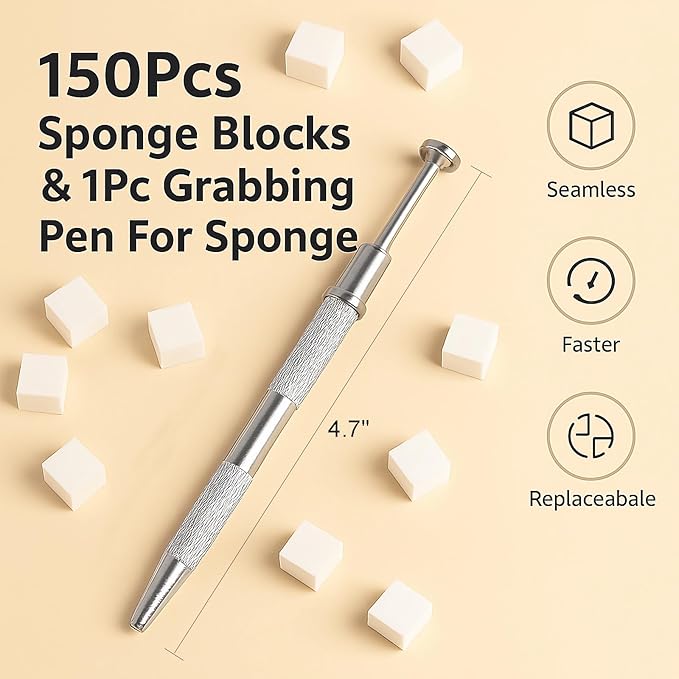 150PCS Nail Sponges for Ombre Nail Art with 1 Grab Pen – Gradient Nail Art Tool Set with Storage Case – DIY Nail Design Accessories for Salon & Home Use