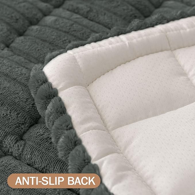 Smiry Couch Cover for Dogs Washable, Non Slip Fuzzy Pet Couch Covers for 3 Cushion Sofa Pet Friendly, Thick Soft Sofa Slipcovers Cushion Protector (Dark Grey, 27.6" x 27.6")