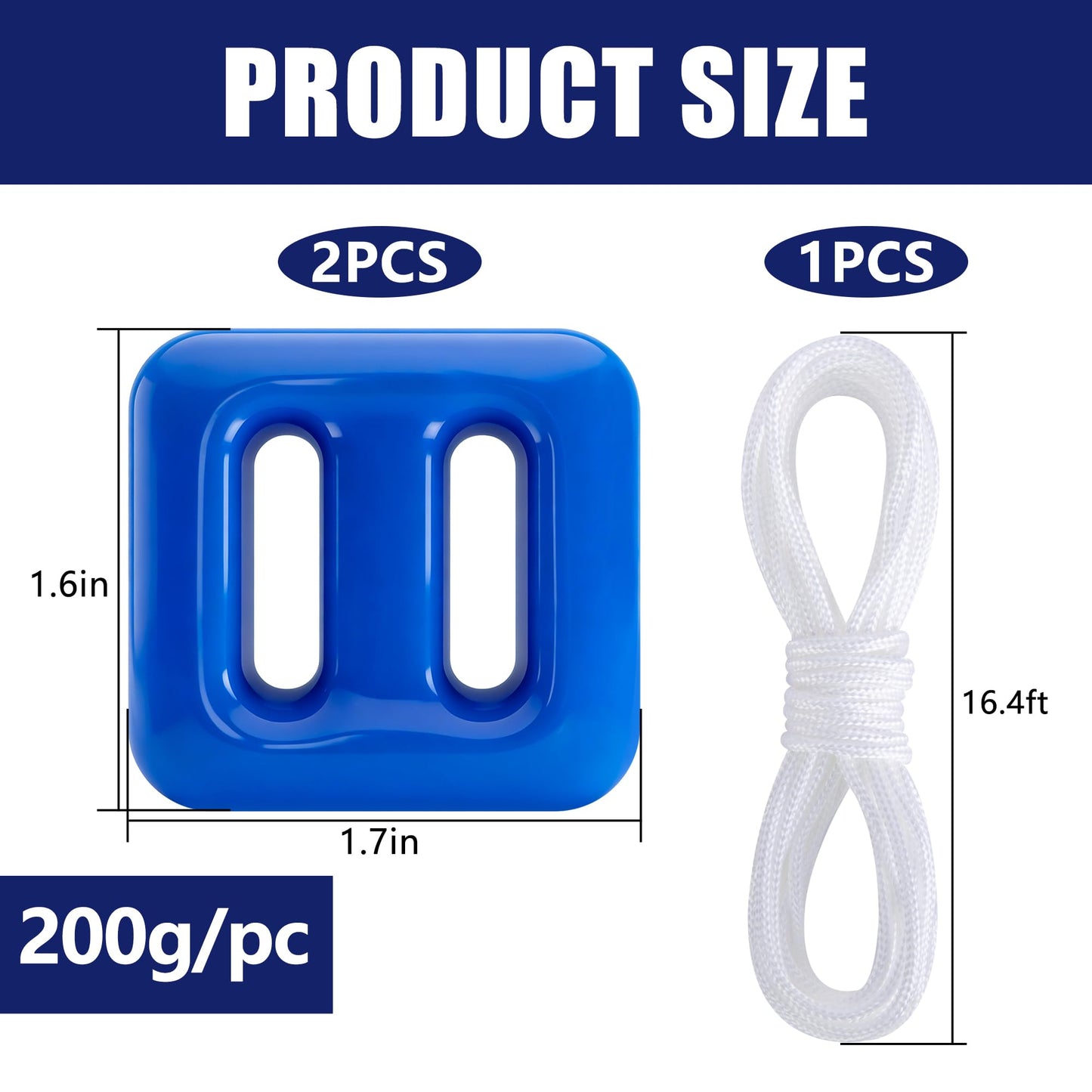 DECOHS 2 Pack 200g Pool Float Anchor Replacement Set, Pool Fountain Float Weight with String, Pools Weight Floating Anchor for Lake Floats Fountains Swimming Areas
