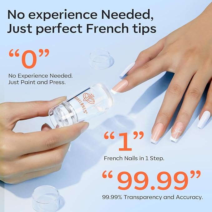 modelones French Tip Tool- 6 Pcs Nail Stamp French Manicure Kit Suitable for DIY Together with Gel Nail Polish Art Tips Printing Tool Kit