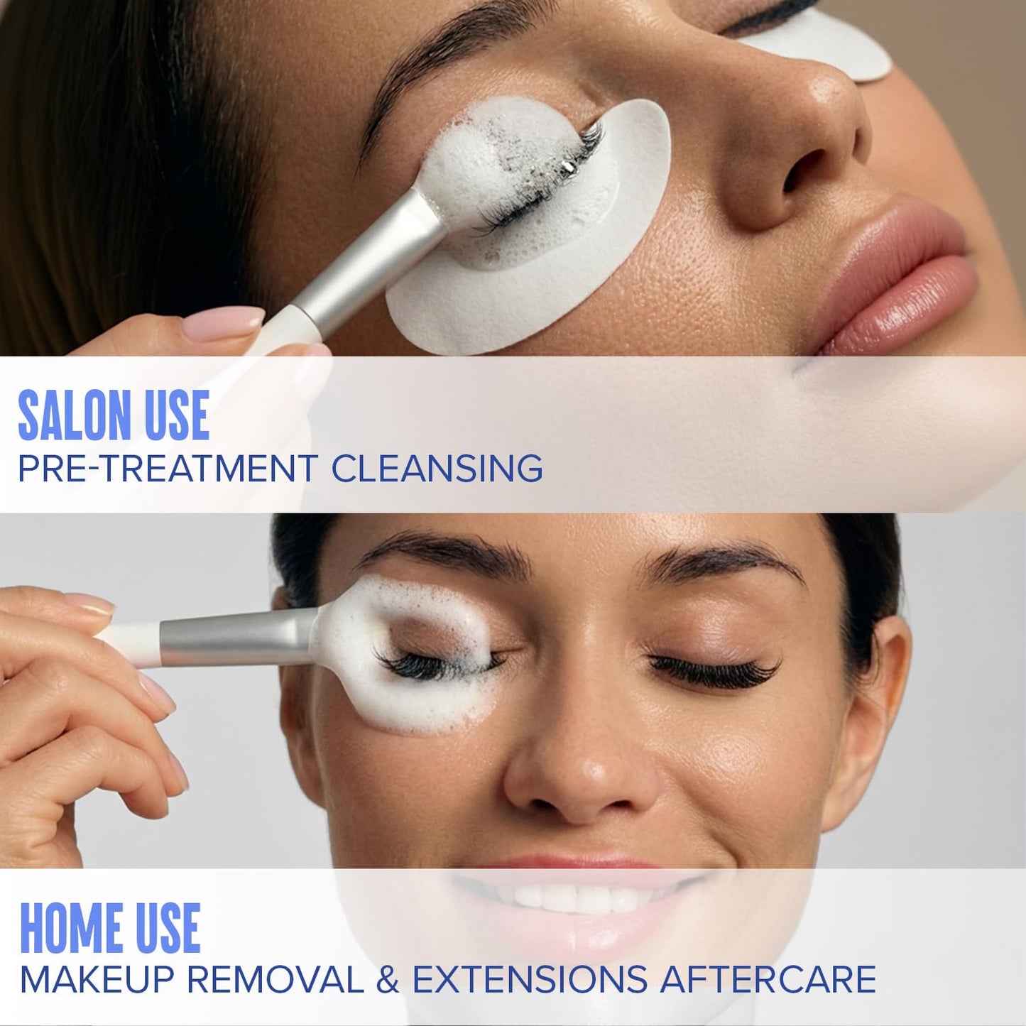 STACY LASH Eyelash Extension Shampoo + Brush / 1.69 fl.oz / 50ml / Eyelid Foaming Cleanser/Wash for Extensions & Natural Lashes/Safe Makeup Remover/Supplies for Professional & Home Use