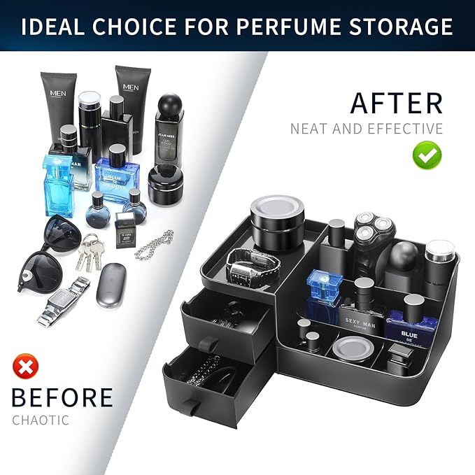 Cologne Organizer for Men,Dresser Organizer, Mens Organizers,Perfume Organizers, Cologne Stand, Organizador de Perfumes,Shelf for Bathroom Counter,Bathroom Countertop Storage,Easter Gifts for Men