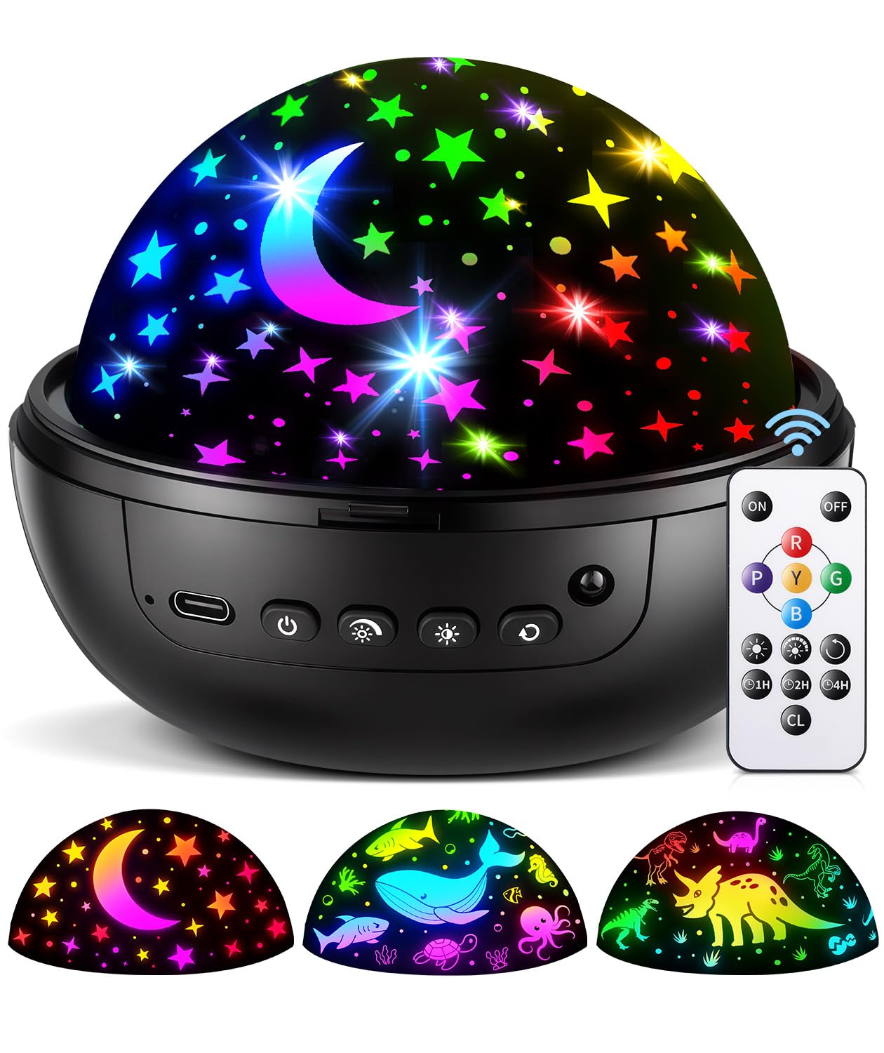 COOLNIGHT Night Light for Kids,93 Lighting+3 Films Kids Night Light Projector,Remote+Dimmable Star Projector,360° Ceiling Stars Glow in The Dark Stars,Christmas Gifts for 4 Year Old Boy Birthday Gift