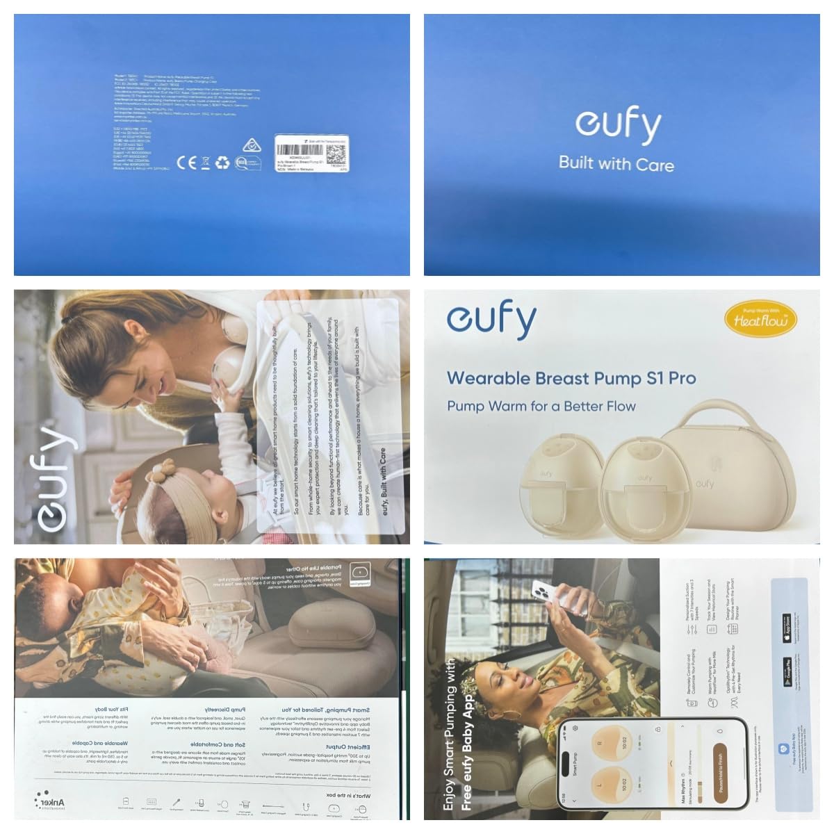 eufy Security Heated Wearable Breast Pump S1 Pro, Slim Hands-Free with Industry-Leading HeatFlow Tech, Wireless Charging Case, App-Controlled OptiRhythm, Hospital-Grade Suction, in-Bra Use