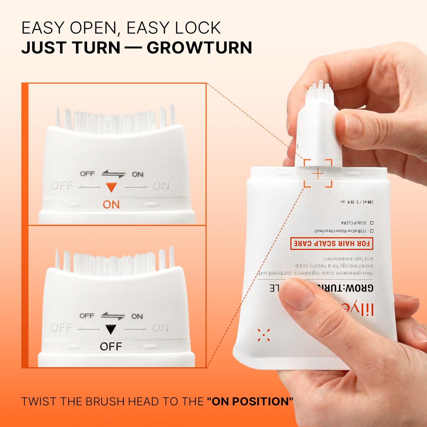 lilyeve GROWTURN Hair Growth Serum with Built-in Brush, Heartleaf-Derived Exosomes to Revitalize, Scalp Massager, Korean Hair Care, 3.38 fl. oz. (Pack of 1)