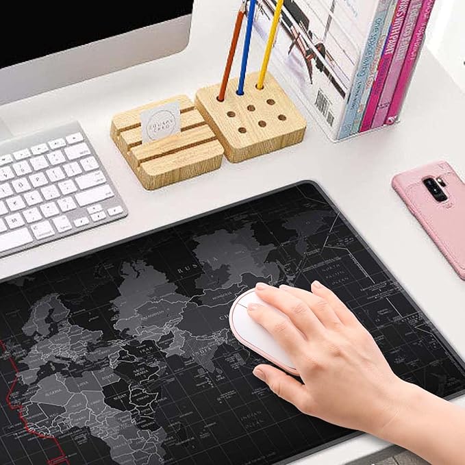 Large Mouse Pad Gaming Mousepad XL World Maps Desk Mat Mouse Pad Long 31.5x11.8 in Extended Big Cute Mouse Pad Waterproof Desk Pad with Non-Slip Base and Stitched Edges for Computer Keyboard