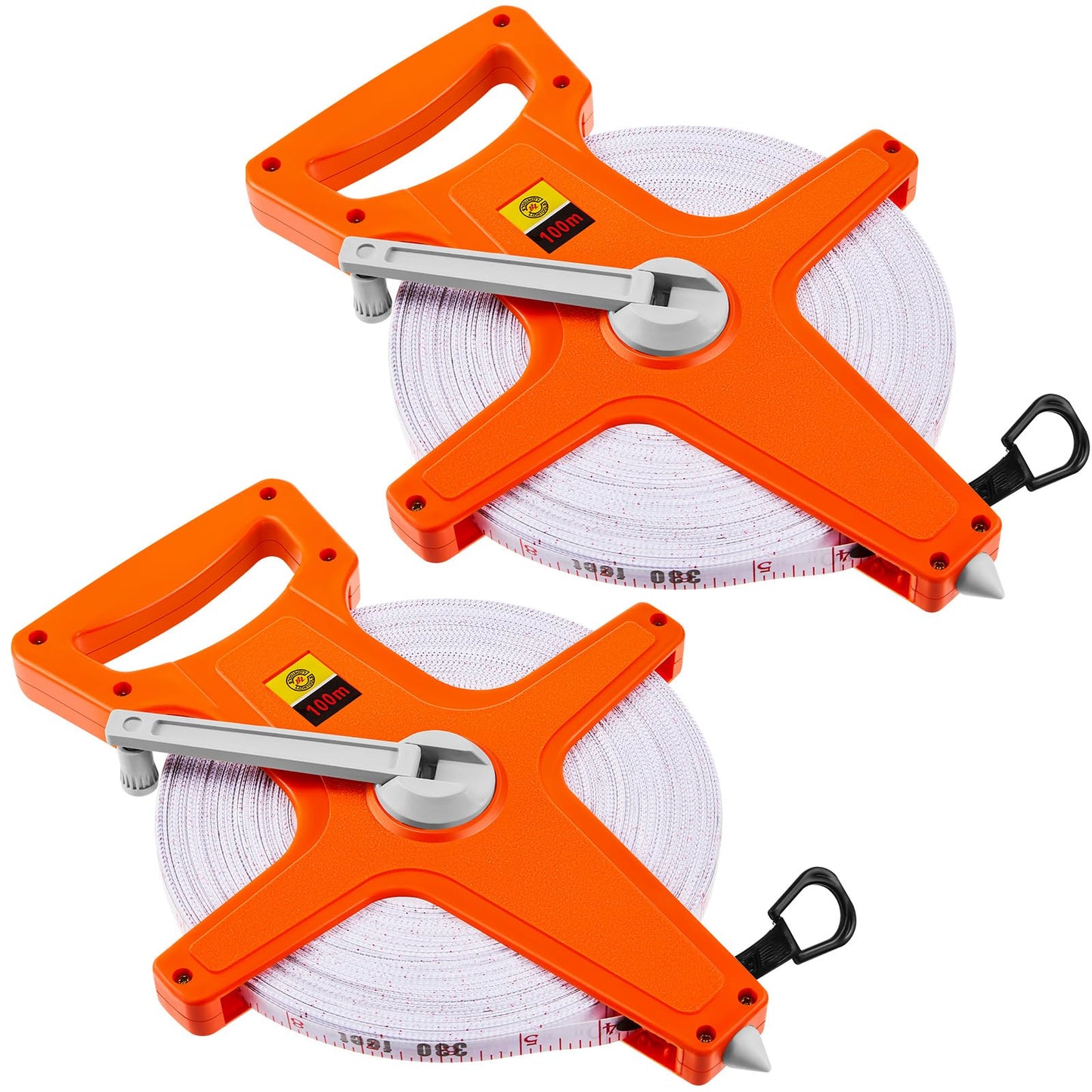 Kanayu 2 Pieces 330 ft Open Reel Retractable Long Fiberglass Tape Measure Feet and Meters Measuring Yard for Engineer Sport Field Project Construction