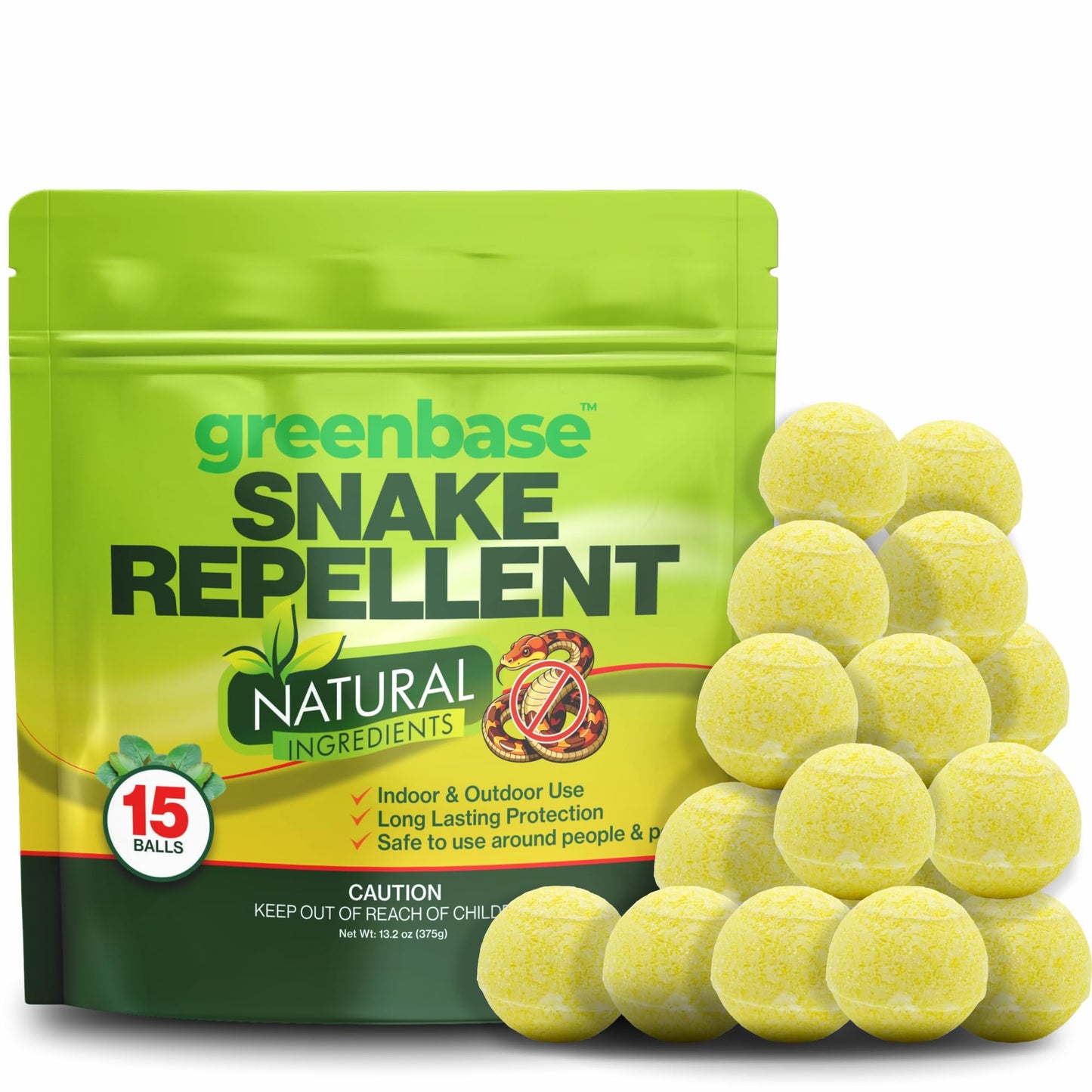 Natural Snake Repellent Balls 15 Pack – Travel, Indoor & Outdoor Snake Deterrent for Yard, Garden, Garage, Camping, RVs, Sheds & Basements | Long-Lasting Protection, Safe for Pets & Plants