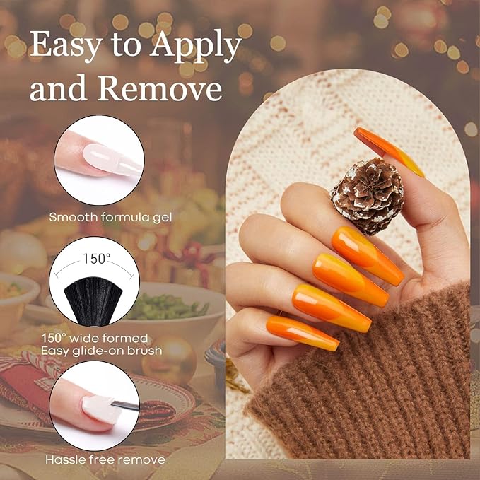 modelones Gel Nail Polish Set, 6 Colors Nude Brown Burnt Orange Glitter Gel Polish Dark Red Wine Burgundy Maroon Nail Polish Soak Off Winter Nail Art Manicure Kit DIY Salon Gift
