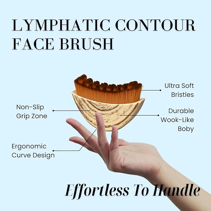 Lymphatic Brush for Face | Manual Gua Sha Brush & Facial Dry Brush | Soft Lymphatic Drainage Massager & Contour Face Brush | Face Sculpting Tool for Lymphatic Drainage (Small, 1.0, Count)