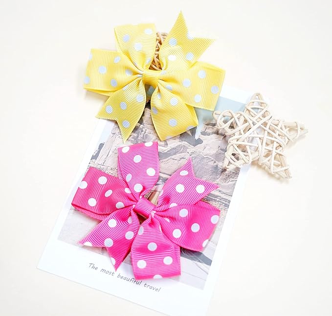 CÉLLOT 40Pcs 3 Inch Boutique Grosgrain Ribbon Pinwheel Hair Bows Alligator Clips For Girls Toddlers Hair Accessories Teens Gifts In Pairs (Polka Dot)
