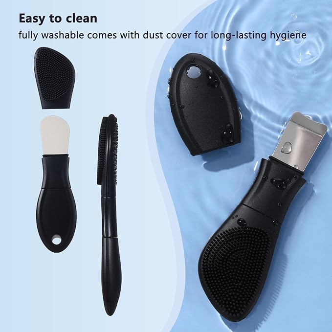 Silicone Face Scrubber Black Head Remover for Face- Appliances for Removing Make-up for Deep Cleansing Blackhead Remover Tools Face Spatula Makeup Removal Washing Brushes Pore Cleaner (Black)
