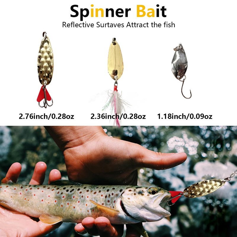 UperUper Fishing Lures Kit Set, Baits Tackle Including Crankbaits, Topwater, Spinnerbaits, Worms, Jigs, Hooks, Tackle Box and More Fishing Gear Lure for Bass Trout