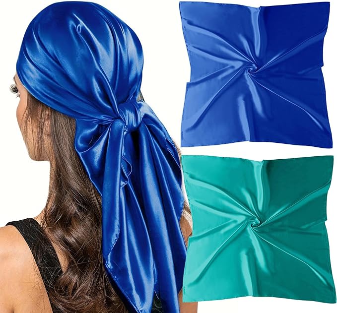 vimate 35" Square Silk Like Head Scarf - Women's Fashion Satin Scarf Bandana for Hair Wrapping at Night.