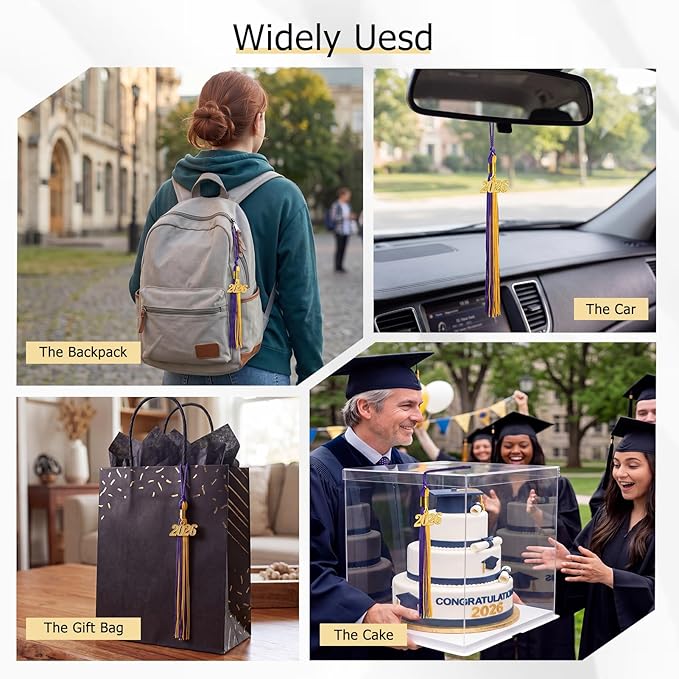 GraduationMall Single&Multiple Color Graduation Tassel with 2026 Year Charm 9"