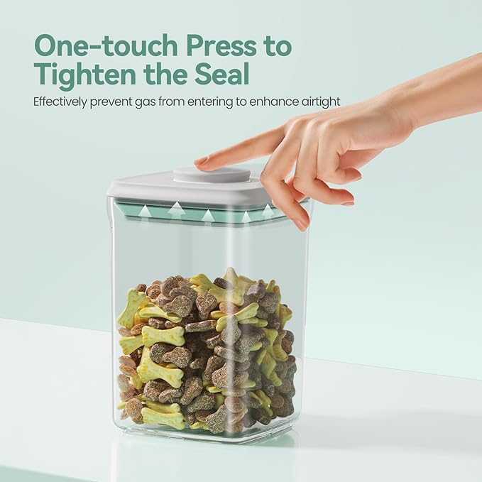 Dog-Cat POP Treat-Airtight jar-Container - 2.2 Qt/2 L | Stackable One-Touch Opening | For Snacks Candy Salt Herbs Spices | BPA-Free