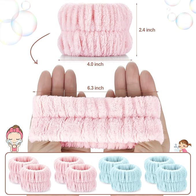 Wrist Bands for Washing Face, 4pcs Spa Face Washing Wristbands, Microfiber Arm Wrist Towels, Absorbent Wash Wristbands for Woman Men, Prevent Water from Spilling Down Your Arms