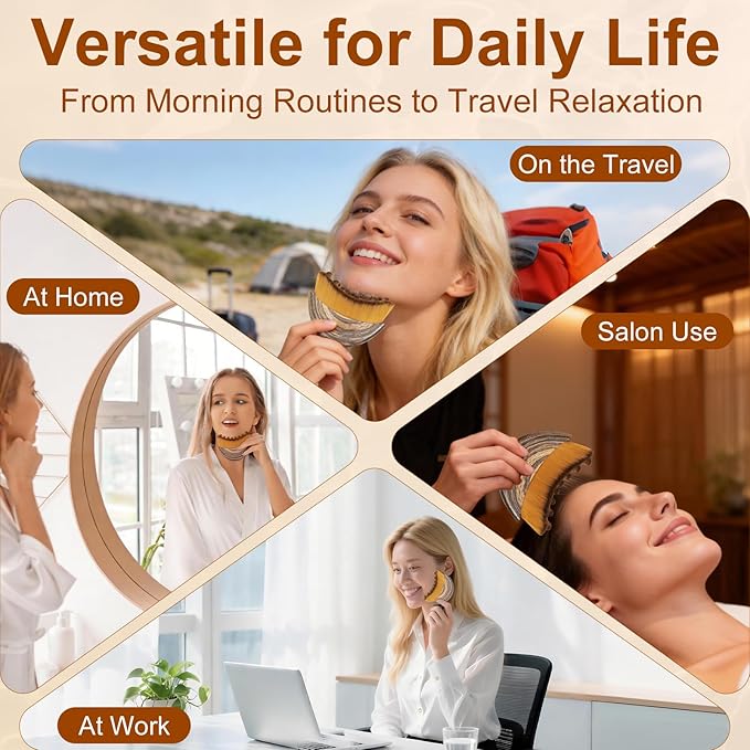 Lymphatic Contour Face Brush - Super Soft Bristles Face Massage Brush to Reduce Puffiness & Define Jawline, Manual Lymphatic Drainage Tool with Ergonomic Handle Sensitive Skin Care