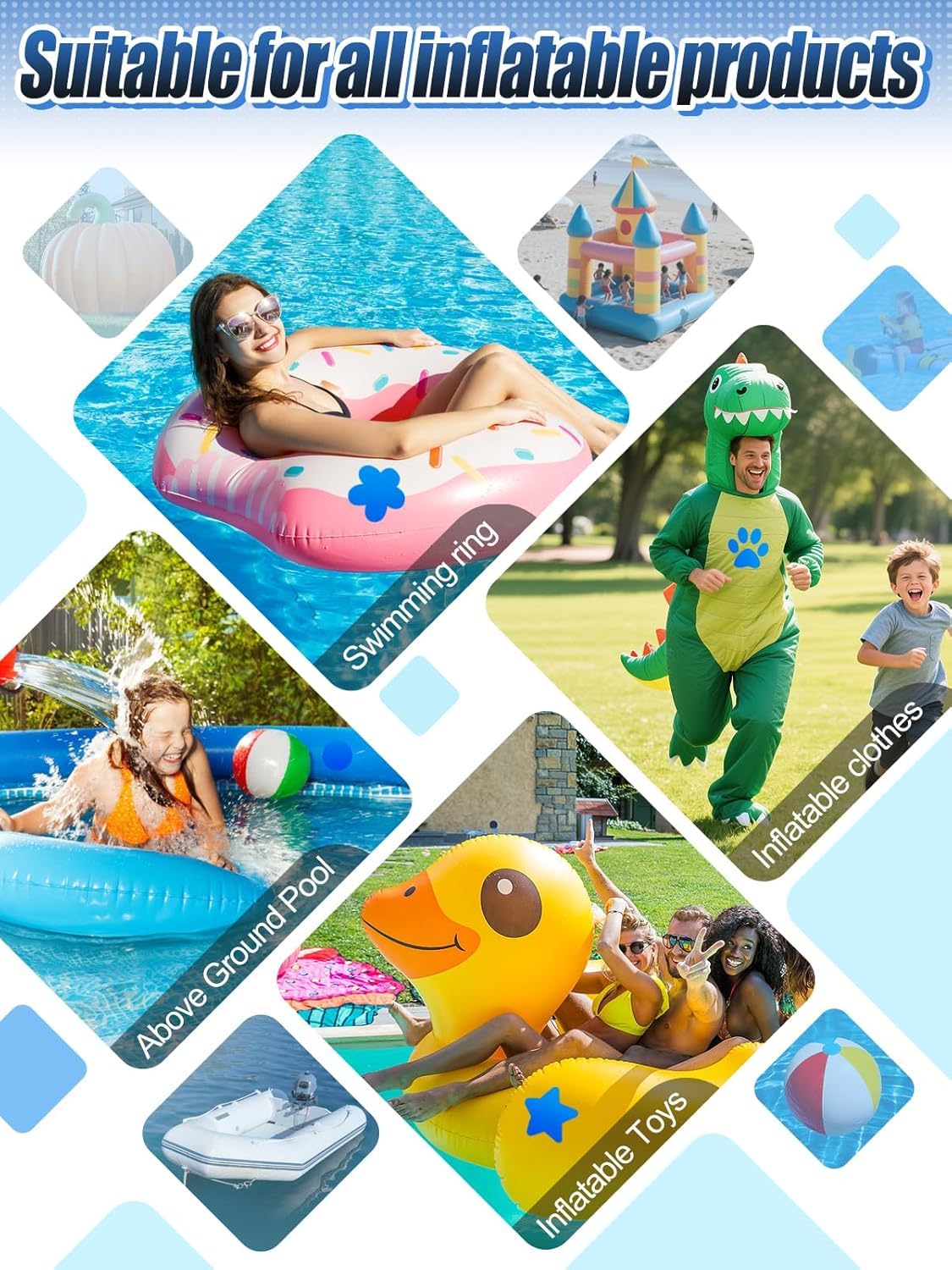Aulock 2.8ft x 2ft Large Clear Pool Liner Repair Patch - Self-Adhesive Vinyl Patch Kit for In-Ground or Above Ground Pools Inflatable Swimming Pools, Blue