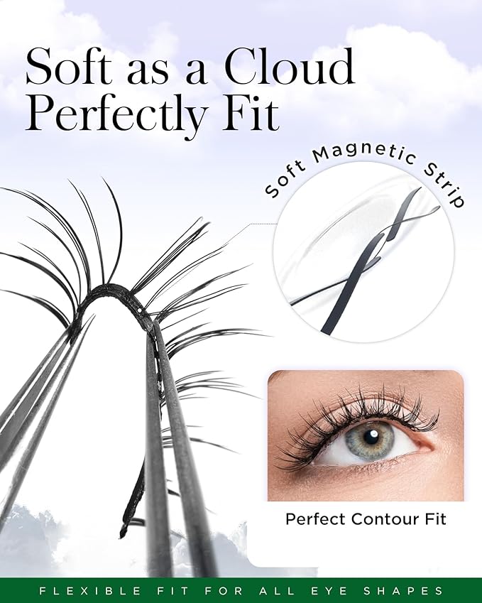 BEYELIAN Magnetic Eyelashes with Applicator Kit, Upgrade Soft Magnetic Lashes Reusable False Eyelashes Natural Look, No Glue Needed Eyelashes for Eye (Lightweight & Comfortable)